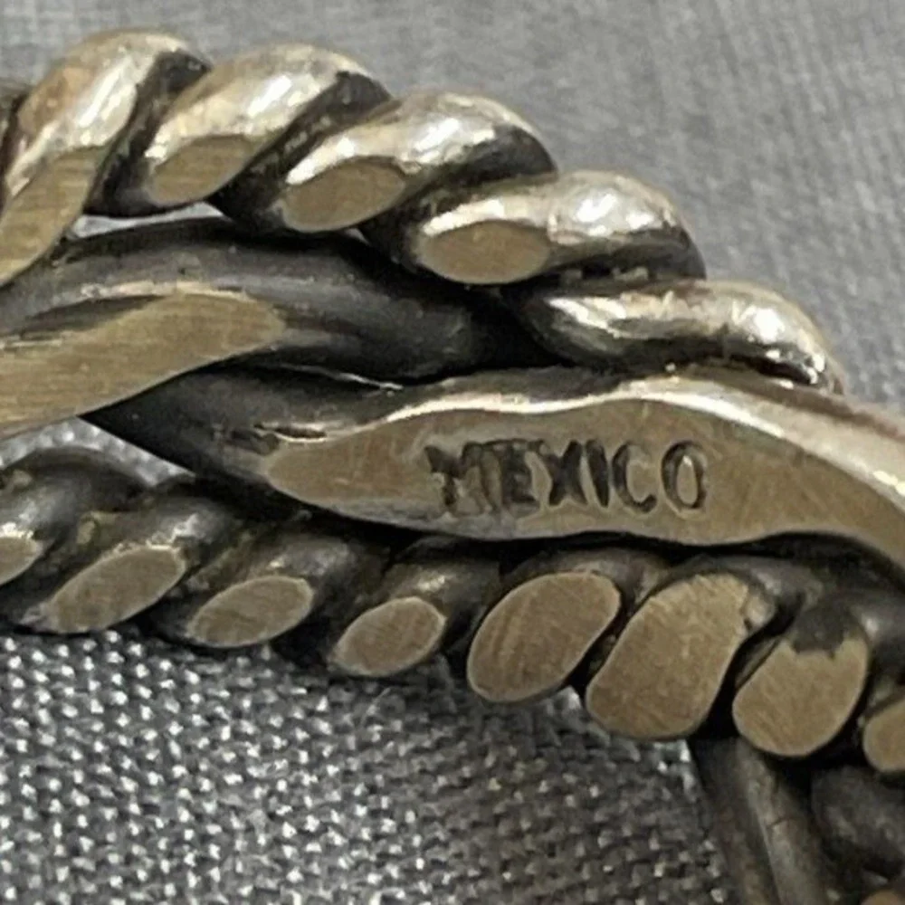 Vintage Mexico 925 Sterling Silver Braided Rope Knot Band Ring Size 6.5 9.2g